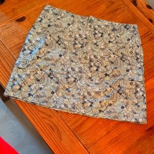 Eddie Bauer Sage/Black/Tan/Blue/White Floral Patterned Cotton Skirt, Size 16